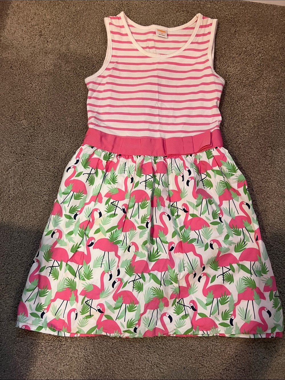 Gymboree Pink & White Striped Flamingo Tank Dress
